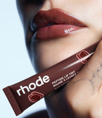 hailey with scented peptide lip tint espresso