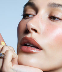 hailey with scented peptide lip tint toast